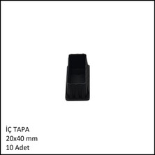 Adilon Plastik Iç Tapa, Profil Tapası, Dikdörtgen, Siyah, 20X40 mm (10 Adet)