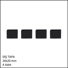 Adilon Plastik Dış Tapa, Profil Tapası, Kare, Siyah, 20X20 mm (4 Adet)