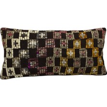 Zehra Abla Halı Yeni El Dokuma Dekoratif Lumbar Kilim Kırlent Yastık Kılıfı 6850