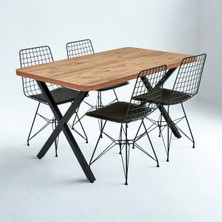 Eşyala. Modern Çarpı Ayak Dikdörtgen Yemek Masası Atlantik (140X80X75 Cm)