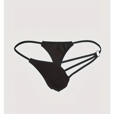 Hafif Giyim Erkek Siyah Fantezi Seksi Metalli String CB030126HF