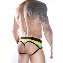Hafif Giyim Erkek Çok Renkli Fantezi Seksi Gökkuşağı Desenli Jockstrap HF012161