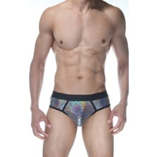 Hafif Giyim Erkek Gri Fantezi Seksi Simli Biye Detaylı Jockstrap HF102118