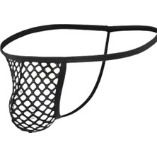 Hafif Giyim Siyah Fantezi Seksi Erkek Fileli String BC4617HF