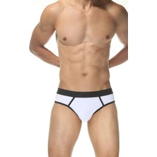 Hafif Giyim Erkek Beyaz Fantezi Seksi Biyeli Jockstrap HF102111