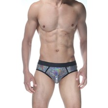 Hafif Giyim Erkek Gri Fantezi Seksi Simli Parlak Desenli Jockstrap HF102105