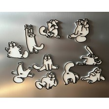 Art3 Simon's Cat Tasarımlı 10'lu Dekoratif Magnet Seti - Komik Kedi Buzdolabı Magneti - Hediyelik