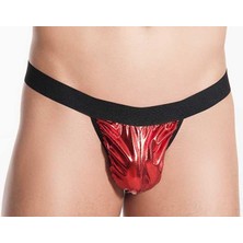 Hafif Giyim Kırmızı Fantezi Seksi Deri Görünümlü Erkek String  Tanga HF4590