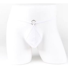 Hafif Giyim Erkek Beyaz Fantezi Seksi Halka Detaylı String Tanga HF4611