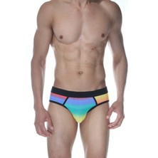 Hafif Giyim Erkek Çok Renkli Fantezi Seksi Gökkuşağı Desenli Jockstrap HF102115