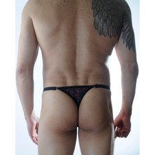 Hafif Giyim Erkek Çok Renkli Fantezi Seksi Daire Desenli Metal Halkalı Tanga HF301146