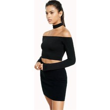 Hafif Giyim Fantezi Seksi Uzun Kollu Bustiyer Etek Takımı TP101280HF