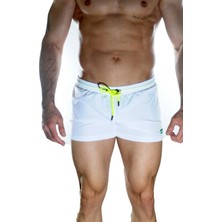 Hafif Giyim Erkek Beyaz Arkası Cepli Bağcıklı Kısa Boy Mayo Şort DM022301HF