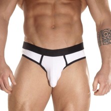 Hafif Giyim Erkek Beyaz Fantezi Seksi Biyeli Slip DM171202HF