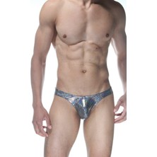 Hafif Giyim Erkek Gri Fantezi Seksi Simli Parlak Desenli Slip HF102104
