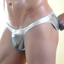 Hafif Giyim Erkek Gri Fantezi Seksi Deri Görünümlü Slip HF071066