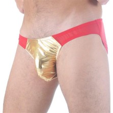 Hafif Giyim Erkek Sarı Fantezi Seksi Transparan Deri Görünümlü Slip DM291113HF