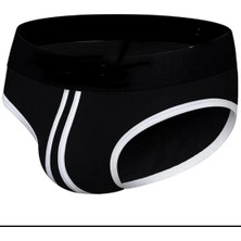 Hafif Giyim Erkek Siyah Fantezi Seksi Şerit Detaylı Slip CB170921HF