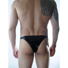 Hafif Giyim Erkek Siyah Fantezi Seksi Deri Görünümlü Slip HF301133