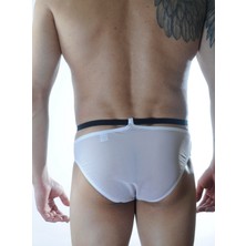 Hafif Giyim Erkek Beyaz Fantezi Seksi Transparan Tül Slip HF301185
