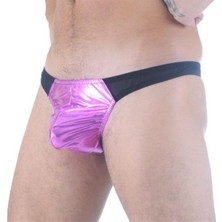 Hafif Giyim Erkek Mor Fantezi Seksi Transparan Deri Görünümlü Slip DM291117HF