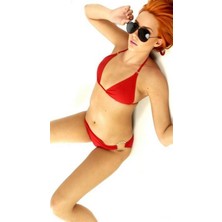 Hafif Giyim Kırmızı Fantezi Seksi Halka Detaylı Bikini Takımı TP120606HF