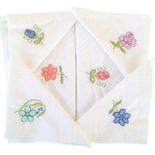 Mira Home Hediyelik İşlemeli Bayan Mendili 12 Adet 28x28 cm 100 Pamuk