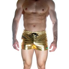 Hafif Giyim Erkek Sarı Deri Görünümlü Bağcıklı Kısa Boy Mayo Şort DM022315HF