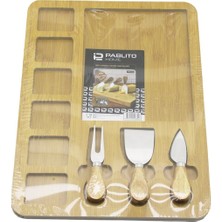 Ayder Timya DİKDÖRTGEN  6+1 BÖLMELİ   MDF  KAHVALTI PEYNİR SUNUM PANOSU 3 BIÇAK=AHŞAP SAP 30X39.5CM (Timya/Go1395)  199710