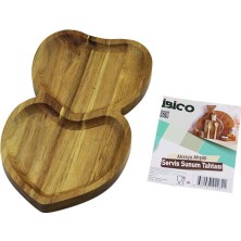 Ayder Timya AKASYA KALPLİ  2 BÖLMELİ  AHŞAP SERVİS SUNUM TEPSİ - TAHTASI  25 X 14 X 1.4CM (Timya/Go1395)  199675