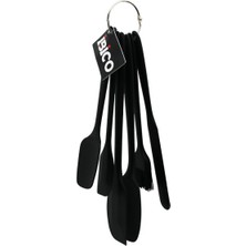 Ayder Timya 6PCS  SİLİKON - SİYAH MUTFAK SETİ 2 KAŞIK - 3 SPATULA - YUMURTA FIRÇA  METAL ASMA HALKALI (Timya/Go1395)  199656