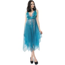 Sistina Turkuaz Tül Gecelik - 637B