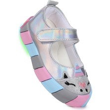 Kiko Kids  Gilan Cırtlı Işıklı Kız Bebek Babet Ayakkabı