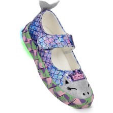 Kiko Kids  Zubin Deniz Kızı Cırtlı Işıklı Kız Çocuk Babet Ayakkabı