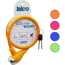 Ayder Timya ANAHTARLI METAL UÇLU PLASTİK KAFA BİSİKLET KİLİT ÇELİK TEL RENKLİ KILIF 12MMX80CM (Timya/Go1395)  200645