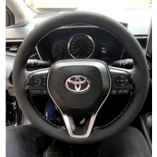 Hasbay Dikişli Direksiyon Kılıfı Siyah Deri Gri Dikişli Toyota Corolla Yeni Direksiyon Için