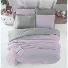 Mira Home Çift Kişilik Lastikli Çarşaflı Nevresim Takımı Pamuklu Four Season Lila Gri