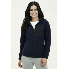 Veleno Lacivert Kadın Softshell Anti Peeling Polar Ceket 3 Cepli Tam Fermuarlı Ön Parça Detaylı