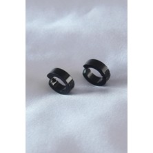 NB Steelora Çelik Siyah Renk Sıkıştırmalı Erkek Küpe