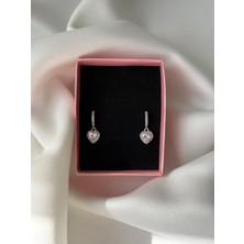 NB Steelora Zirkon Işıltılı Kalp Detay Sallantı Çelik Küpe