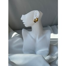 NB Steelora Gold Renk Çelik Modern Çift Halka Küpe