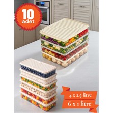 Herza House 10'lu Set Freshbox Mikrodalga ve Difrize Uygun Saklama Kabı - 4x2,5 Litre - 6 x 1 Litre