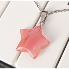 Solidbakkal Doğal Taş Gül Kuvars Yıldız Şeklinde Kolye