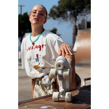 Le'sluette Unisex Oversize Sosis Köpek (Dachshund) Baskılı %100 Pamuk T-Shirt Yüksek Kalite