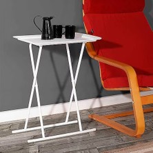 Hastunç Katlanır Plastik Yan Sehpa 60 cm Modern Tasarım, Yer Kaplamadan Kullanım