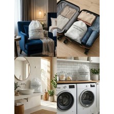 50 Adet Baskılı Çamaşır Torbası - 40X50 cm Büzgülü Tela Bavul Içi Organizer