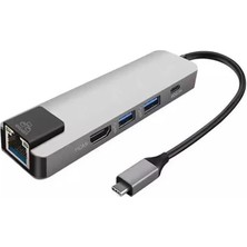 Ally 5in1 USB 3.1 Type C To HDMI 2xusb 3.0 RJ45 Ethernet Dönüştürücü ADAPTÖR-(5775)