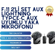 Kablosuz Tüylü Yaka Mikrofonu F11 Model 3'ü 1 Arada 3.5mm Type-C Apple