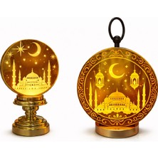 Lüks Hoşgeldin Ramazan ve Cami Silüetli Işıklı Dekor Ramazan Dekor Süsü