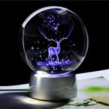 Parlak Kristal Cam Geyik Modeli Işıklı Dekoratif Küre